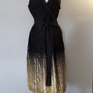 COPY - Size 10 Lace Ombre Black and Gold Foil Dre…